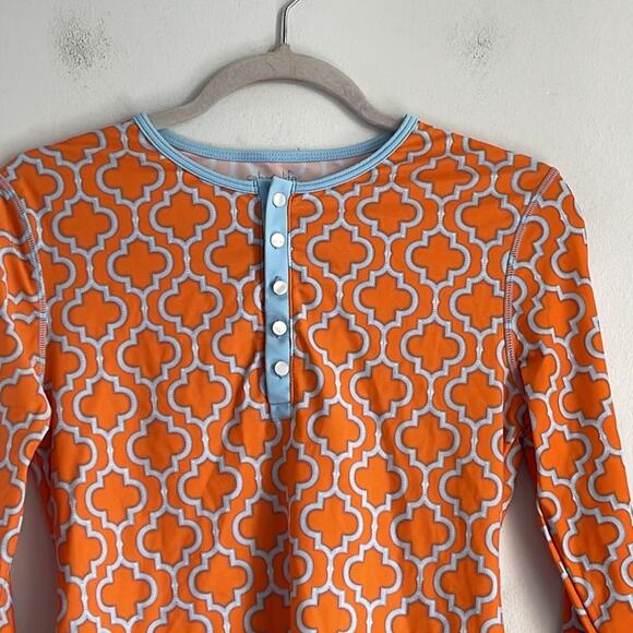 Cabana Life 1/4 button up printed swim beach sun rash guard sz S - Picture 2 of 6